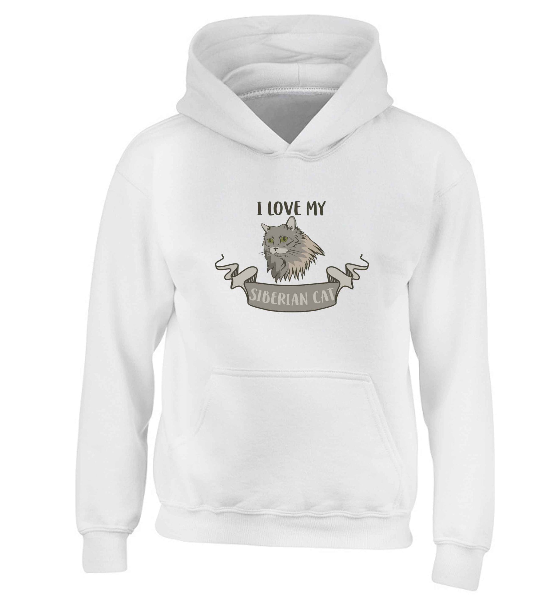 I love my siberian cat children's white hoodie 12-13 Years