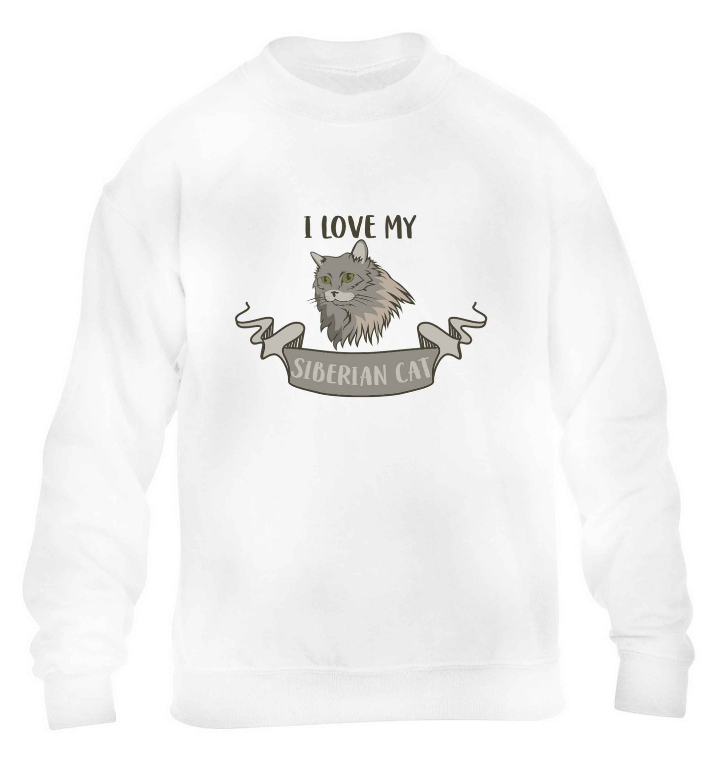 I love my siberian cat children's white sweater 12-13 Years