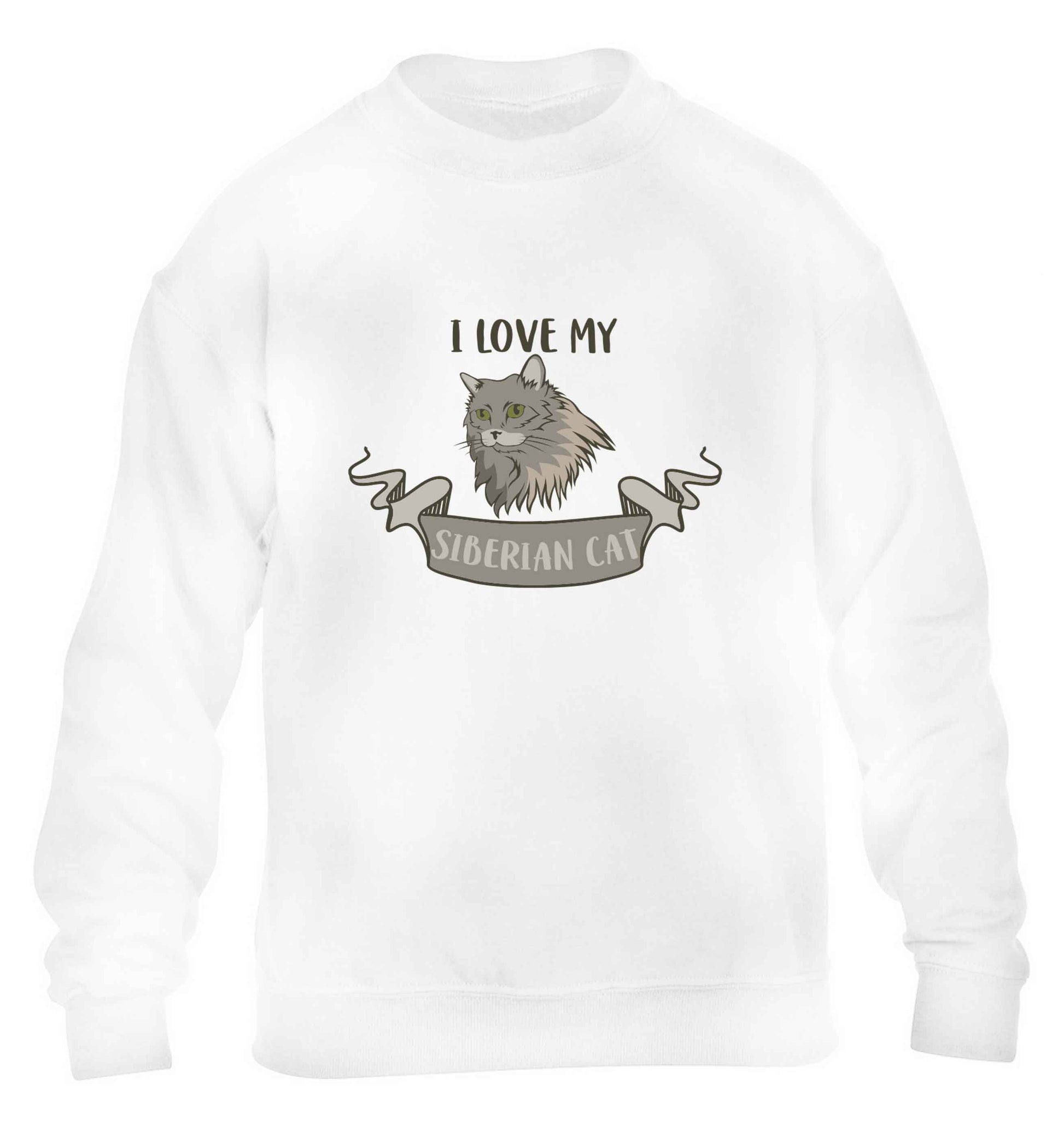 I love my siberian cat children's white sweater 12-13 Years