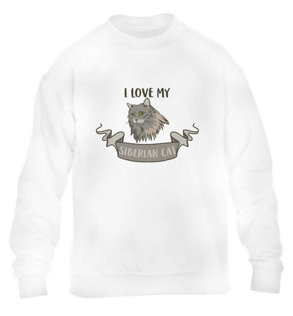 I love my siberian cat children's white sweater 12-13 Years