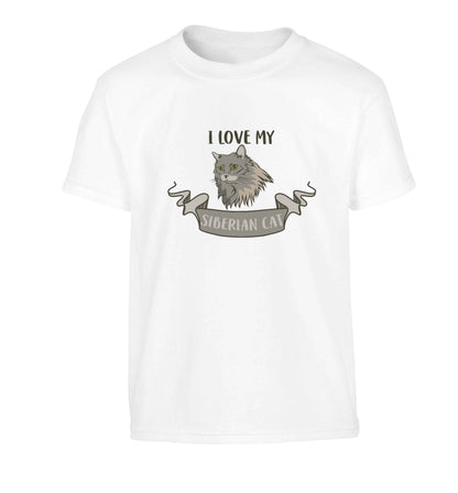 I love my siberian cat Children's white Tshirt 12-13 Years