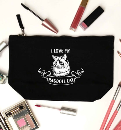 I love my ragdoll cat black makeup bag