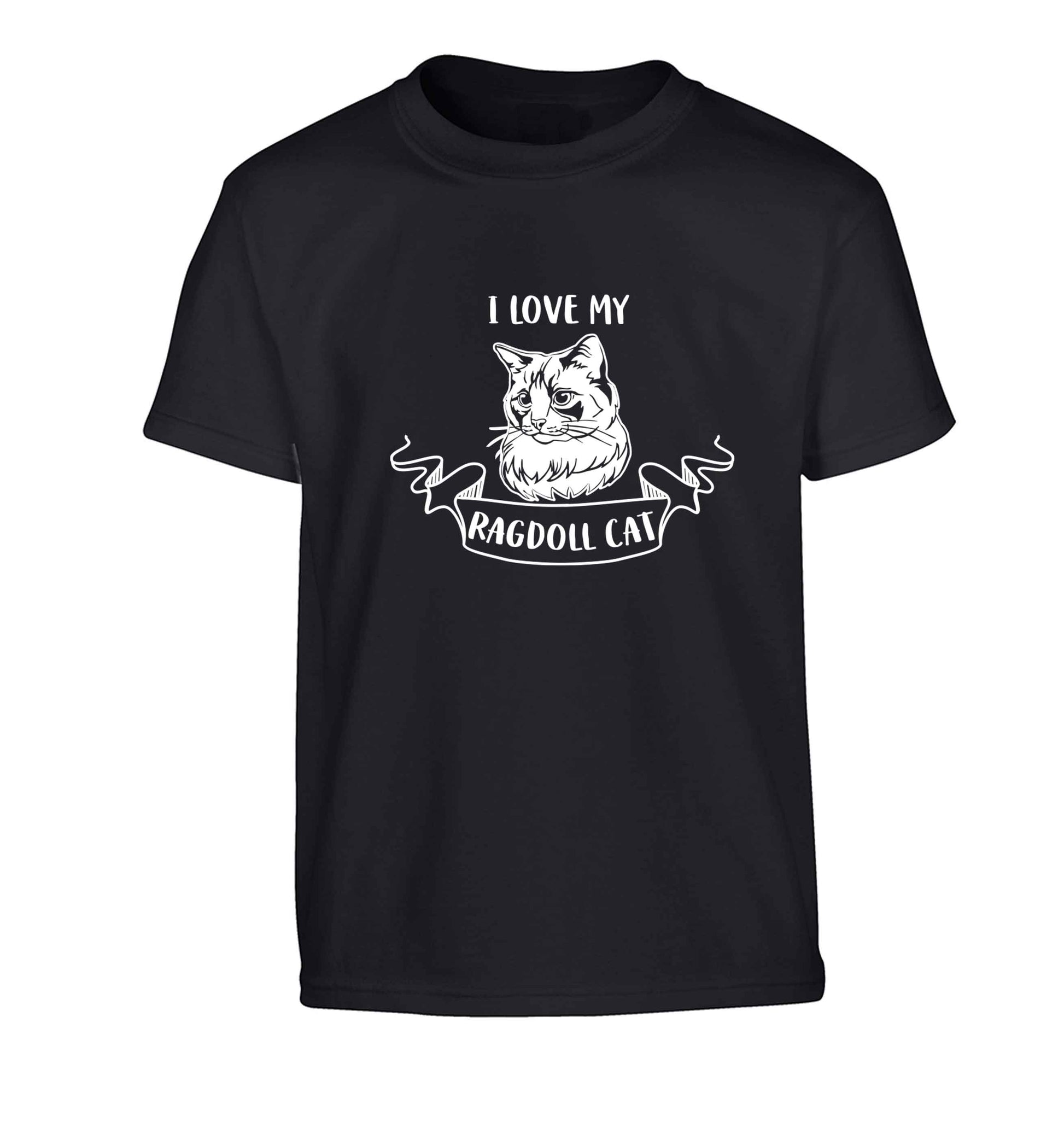 I love my ragdoll cat Children's black Tshirt 12-13 Years