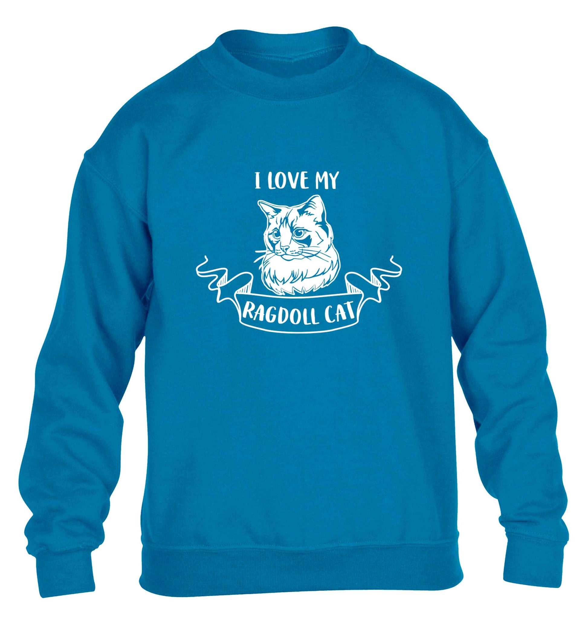 I love my ragdoll cat children's blue sweater 12-13 Years