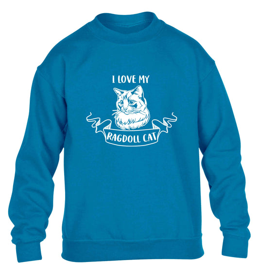 I love my ragdoll cat children's blue sweater 12-13 Years