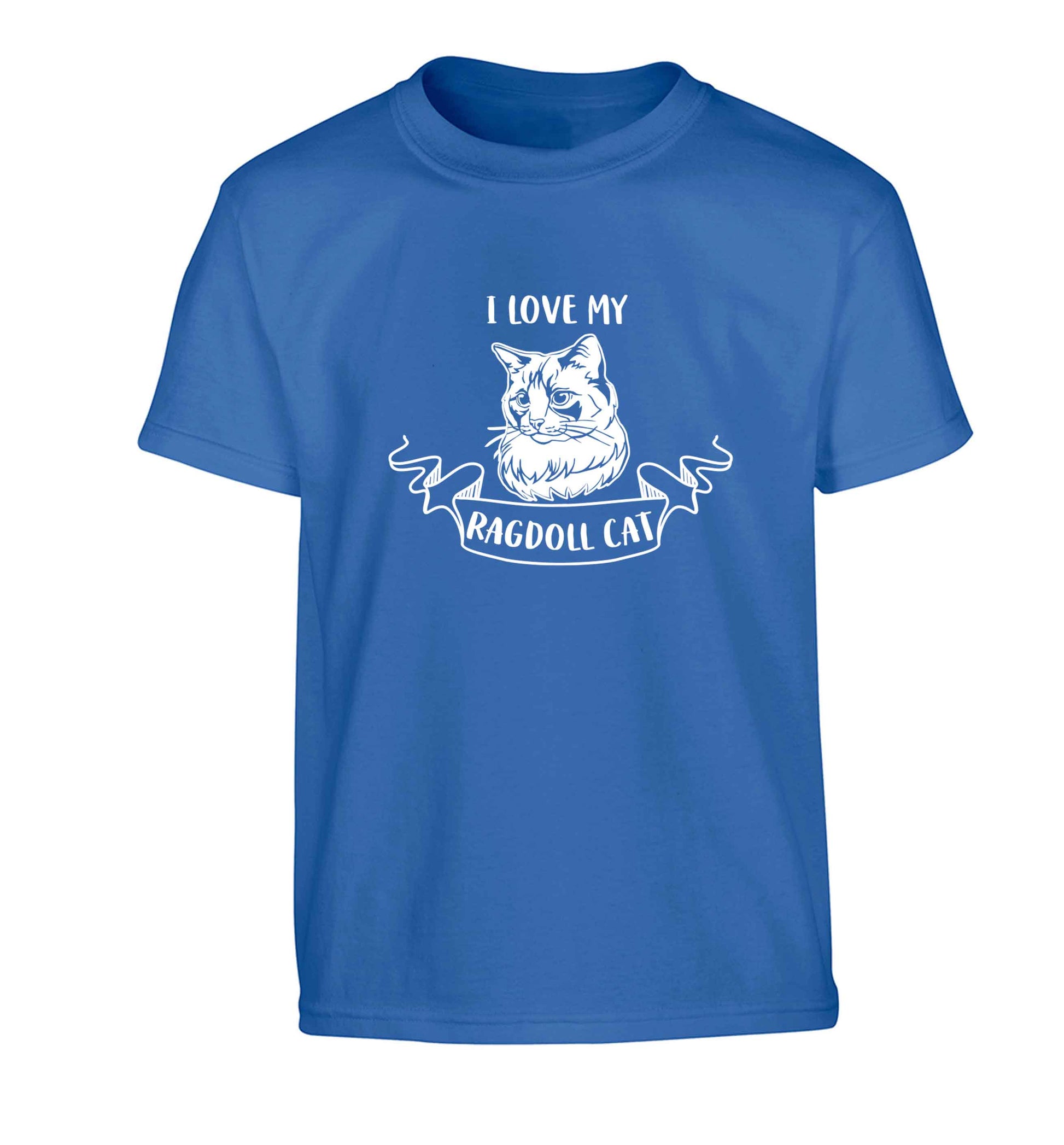 I love my ragdoll cat Children's blue Tshirt 12-13 Years