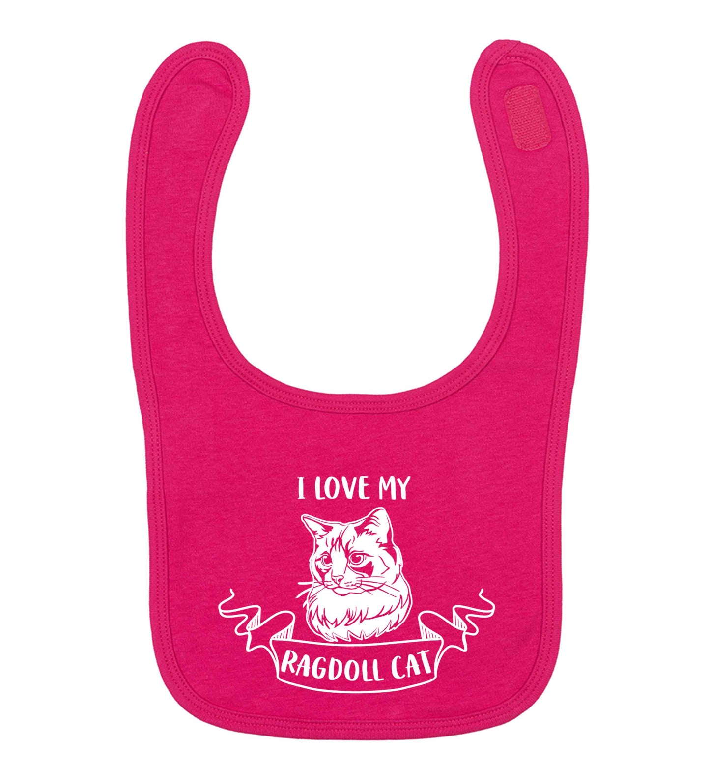 I love my ragdoll cat dark pink baby bib