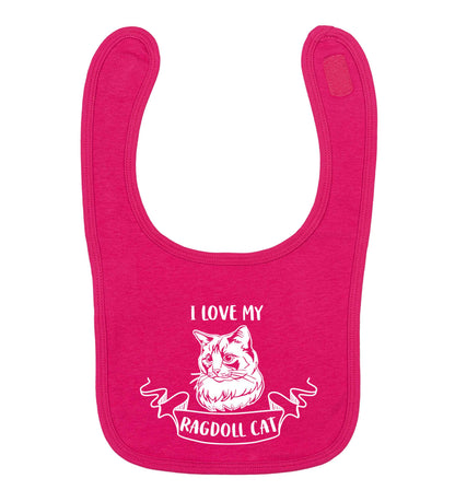 I love my ragdoll cat dark pink baby bib