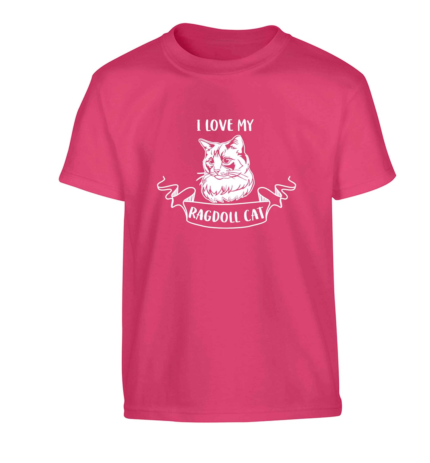 I love my ragdoll cat Children's pink Tshirt 12-13 Years