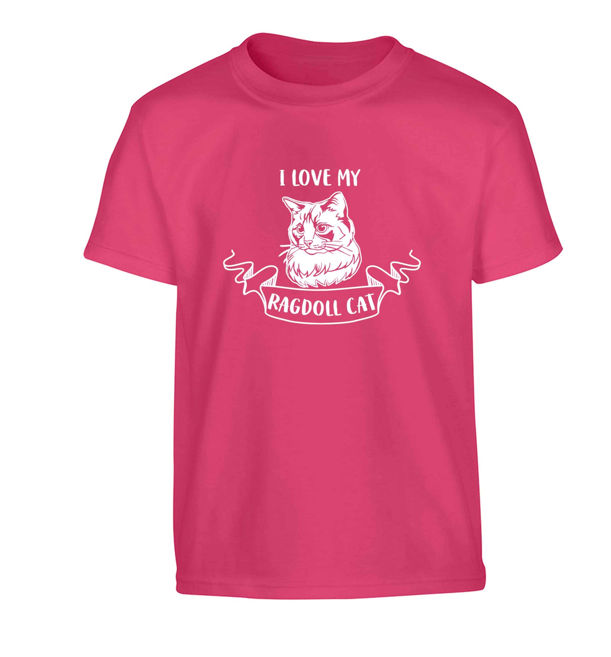I love my ragdoll cat Children's pink Tshirt 12-13 Years
