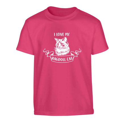 I love my ragdoll cat Children's pink Tshirt 12-13 Years