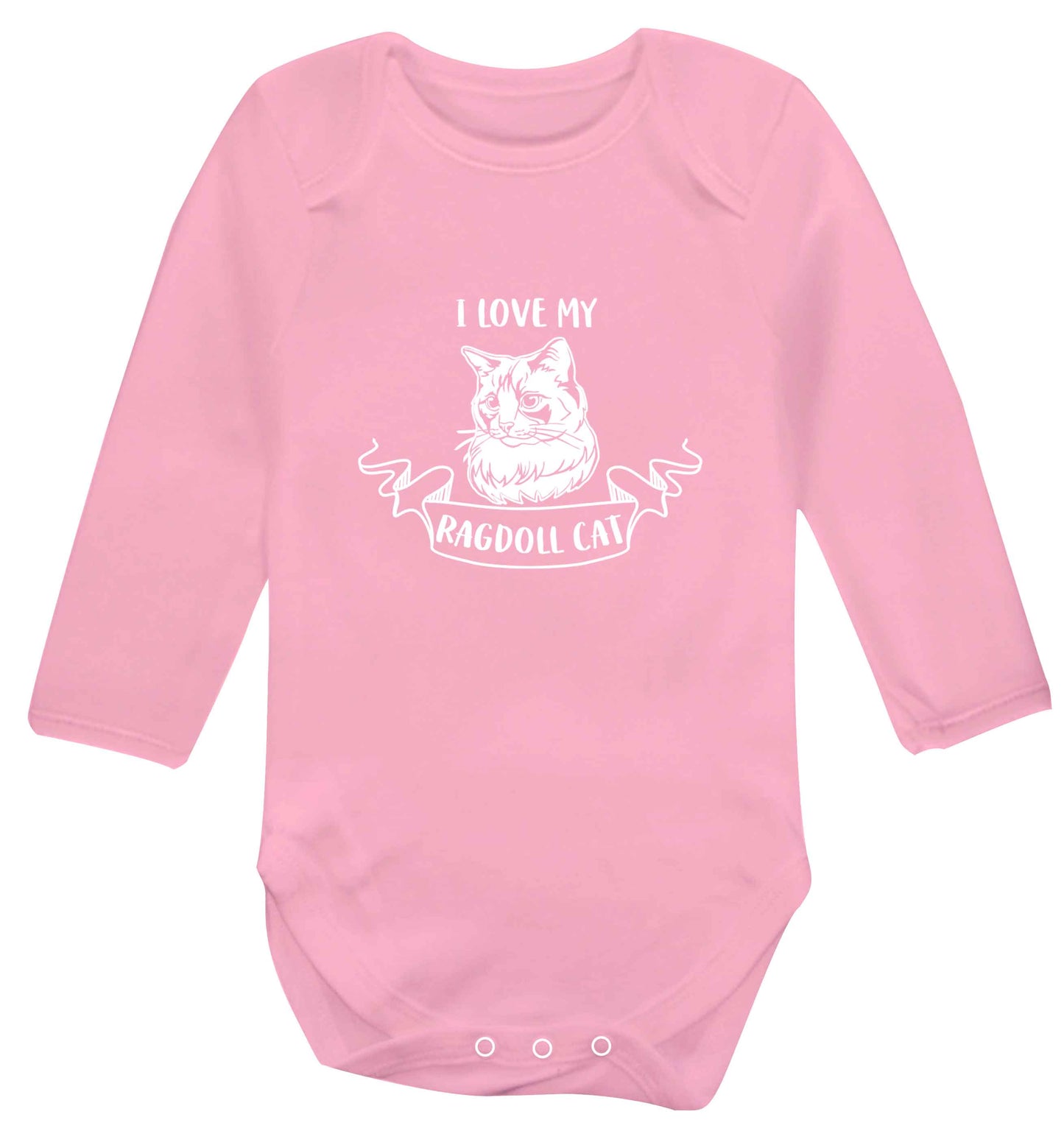 I love my ragdoll cat baby vest long sleeved pale pink 6-12 months