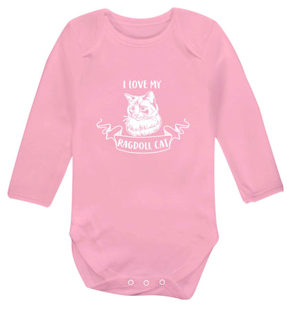 I love my ragdoll cat baby vest long sleeved pale pink 6-12 months