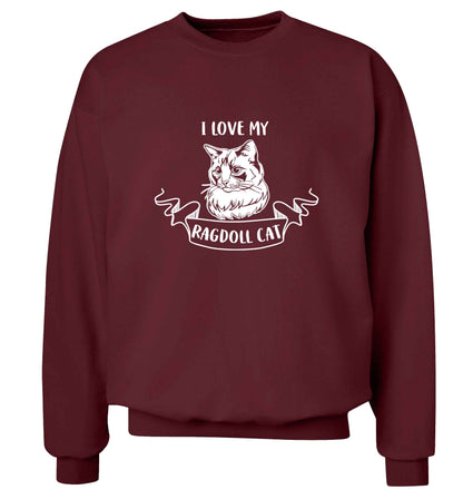 I love my ragdoll cat adult's unisex maroon sweater 2XL