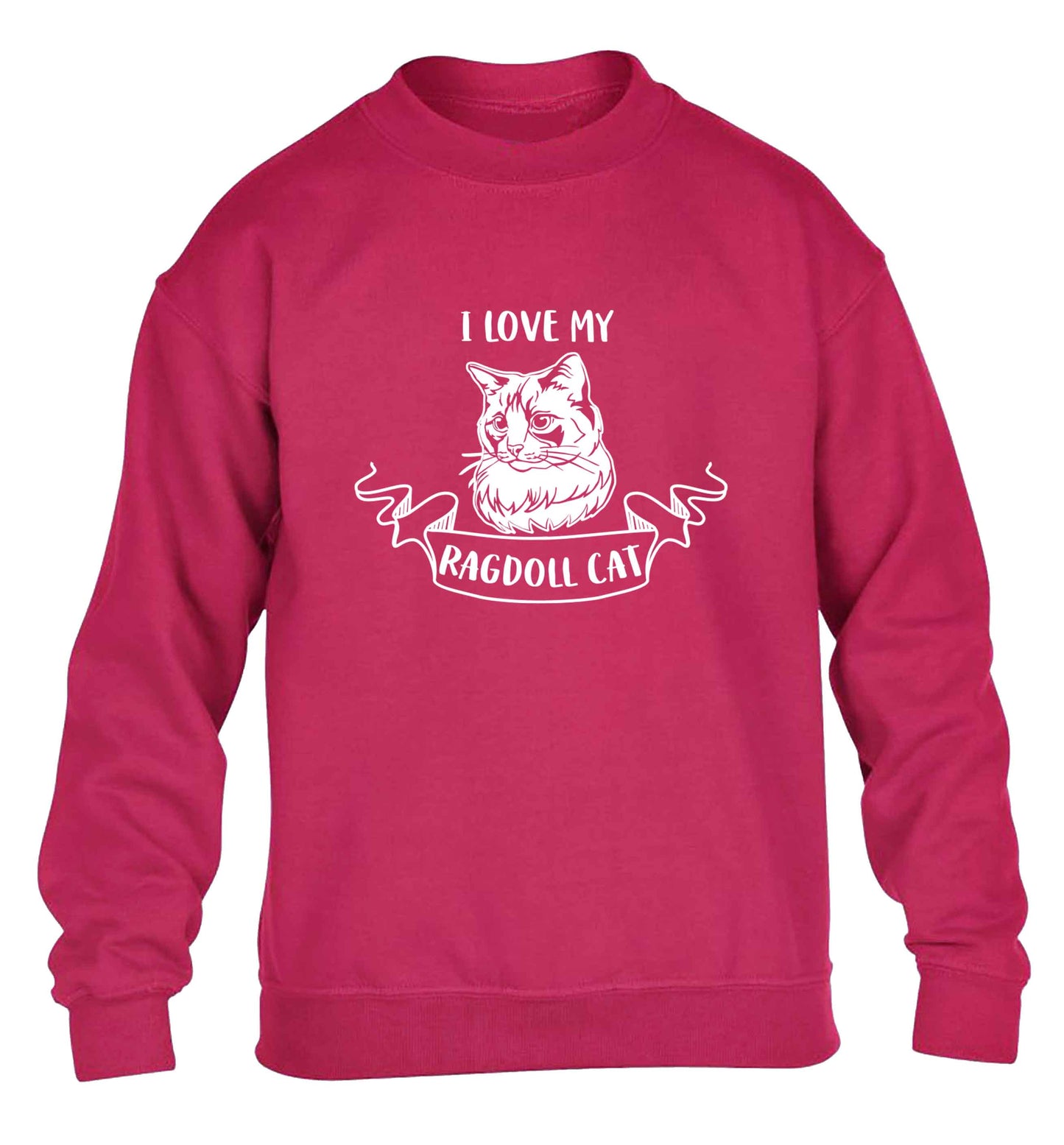 I love my ragdoll cat children's pink sweater 12-13 Years