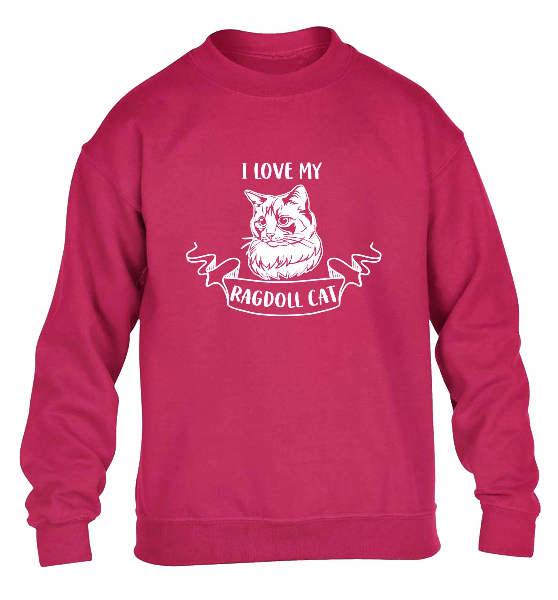 I love my ragdoll cat children's pink sweater 12-13 Years