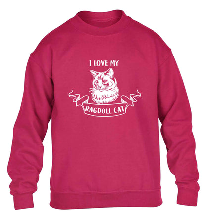 I love my ragdoll cat children's pink sweater 12-13 Years