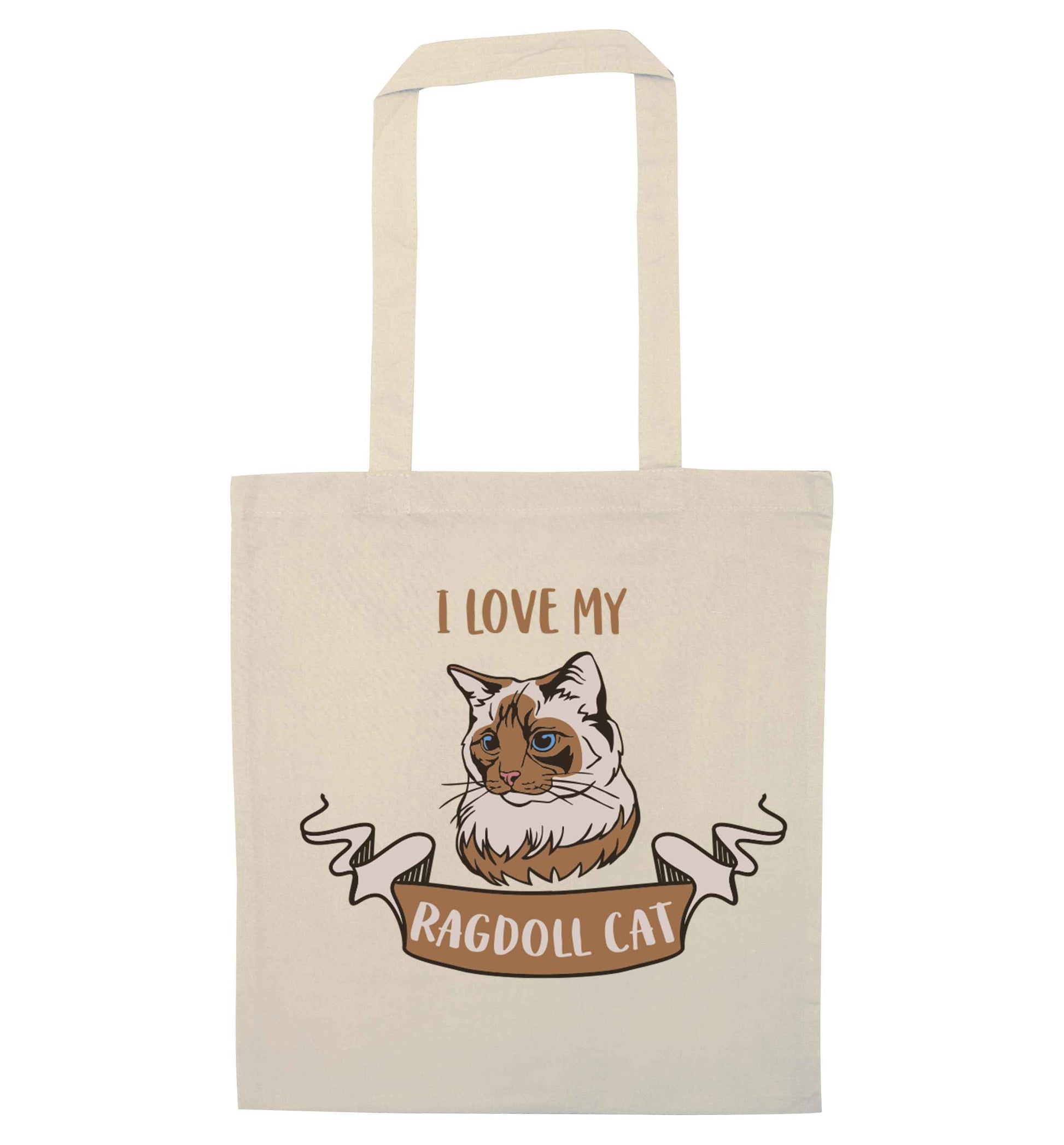 I love my ragdoll cat natural tote bag