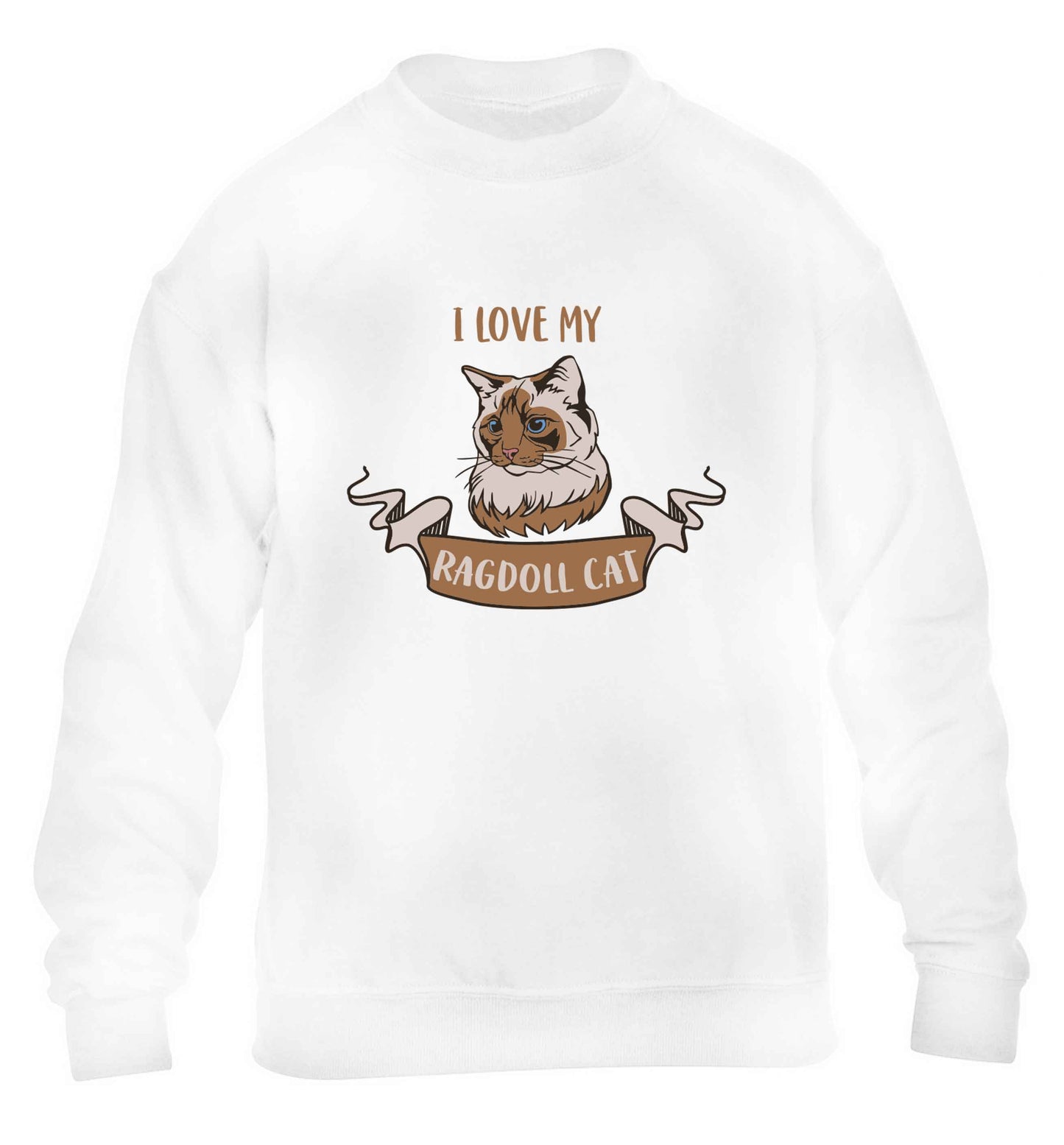 I love my ragdoll cat children's white sweater 12-13 Years