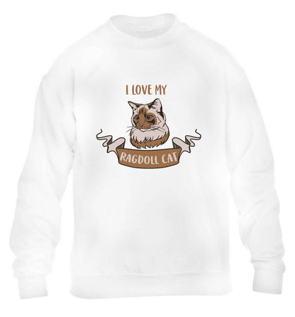 I love my ragdoll cat children's white sweater 12-13 Years