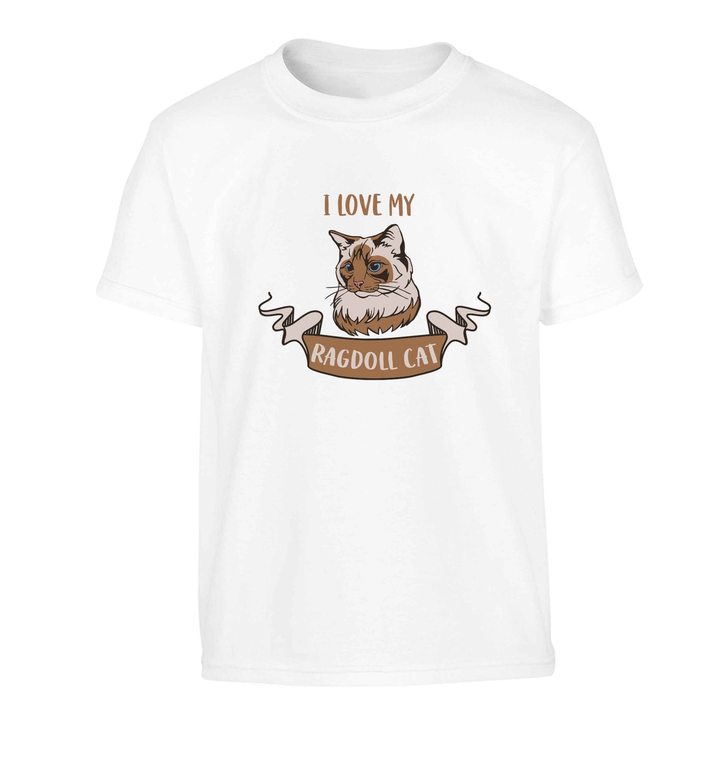 I love my ragdoll cat Children's white Tshirt 12-13 Years