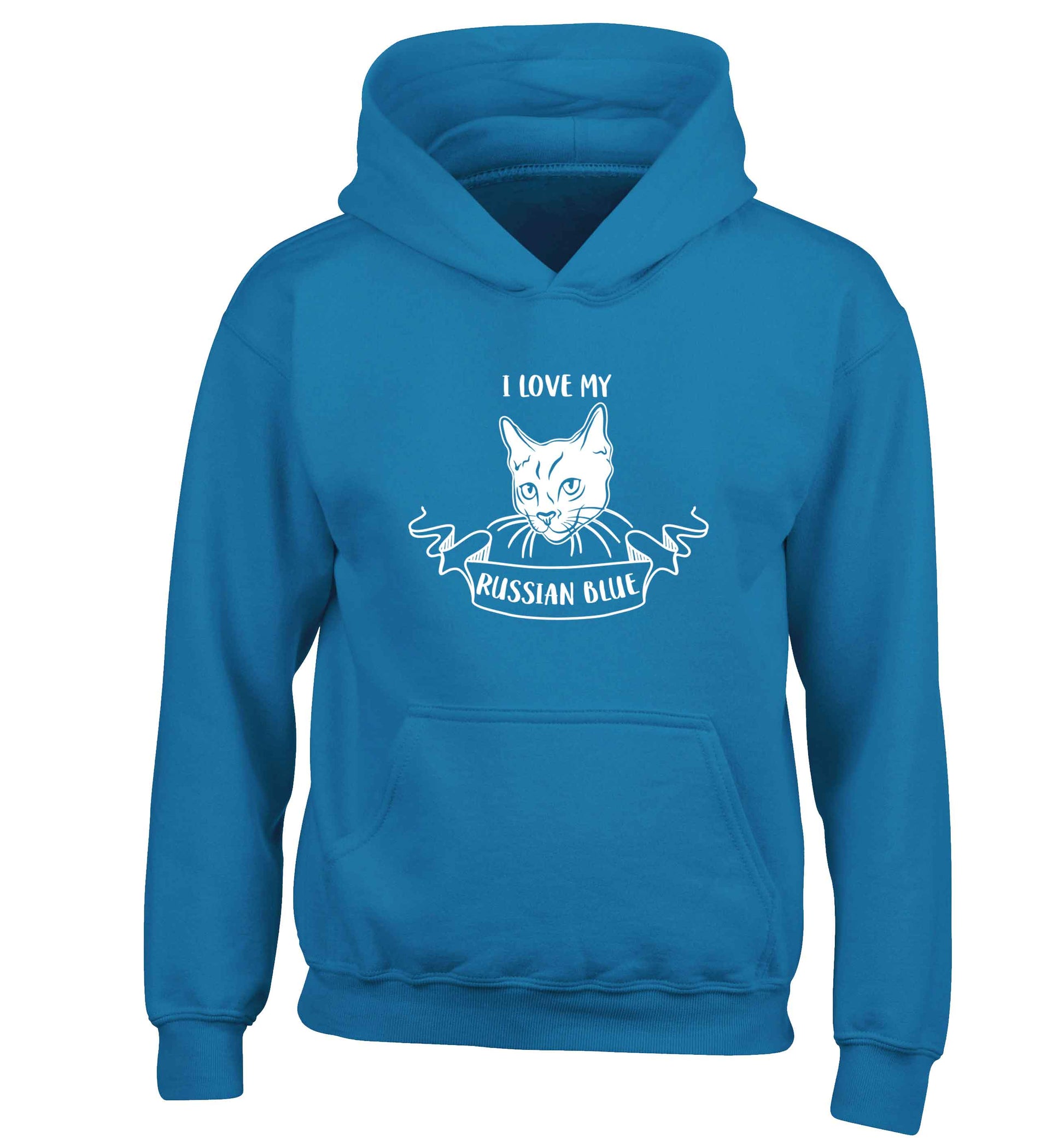 I love my russian blue children's blue hoodie 12-13 Years