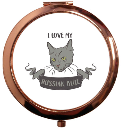 I love my russian blue rose gold circle pocket mirror