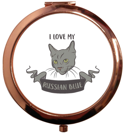 I love my russian blue rose gold circle pocket mirror