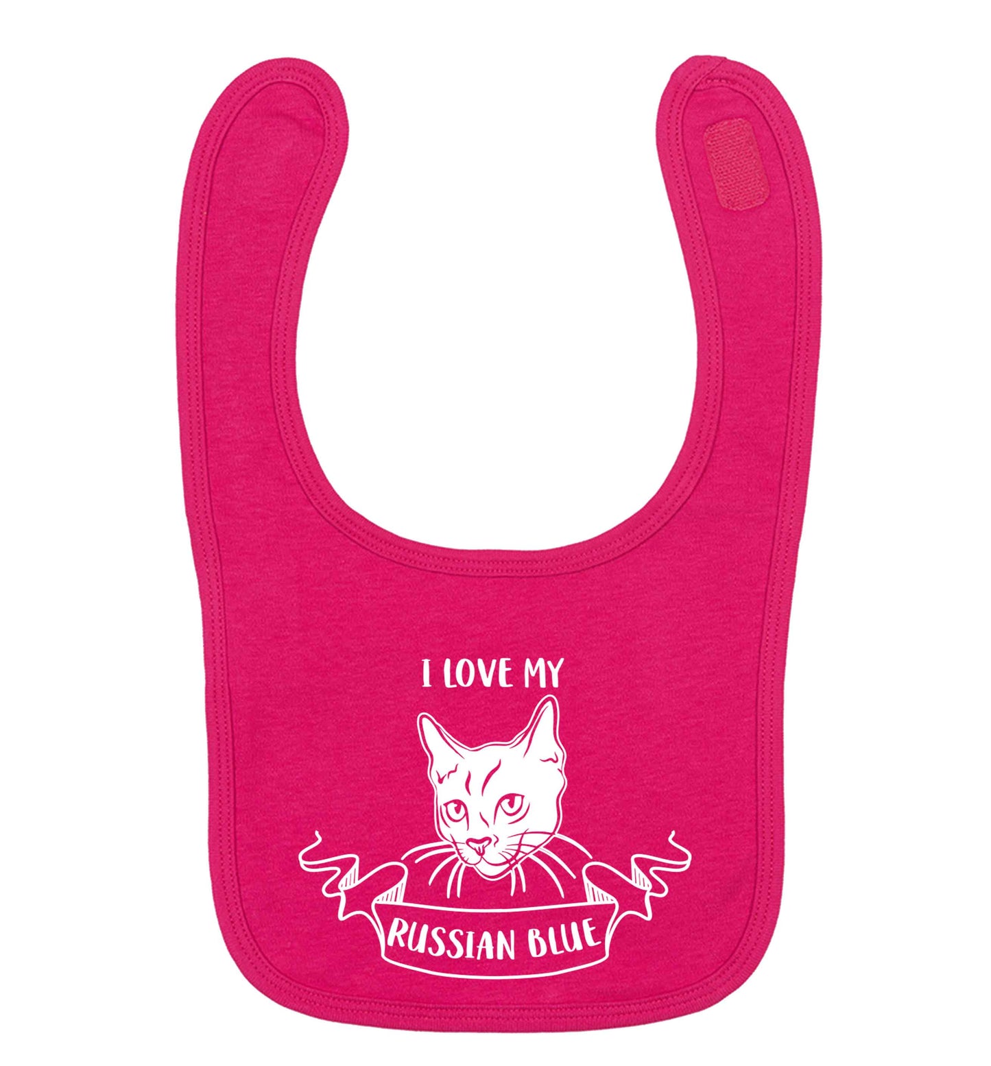 I love my russian blue dark pink baby bib