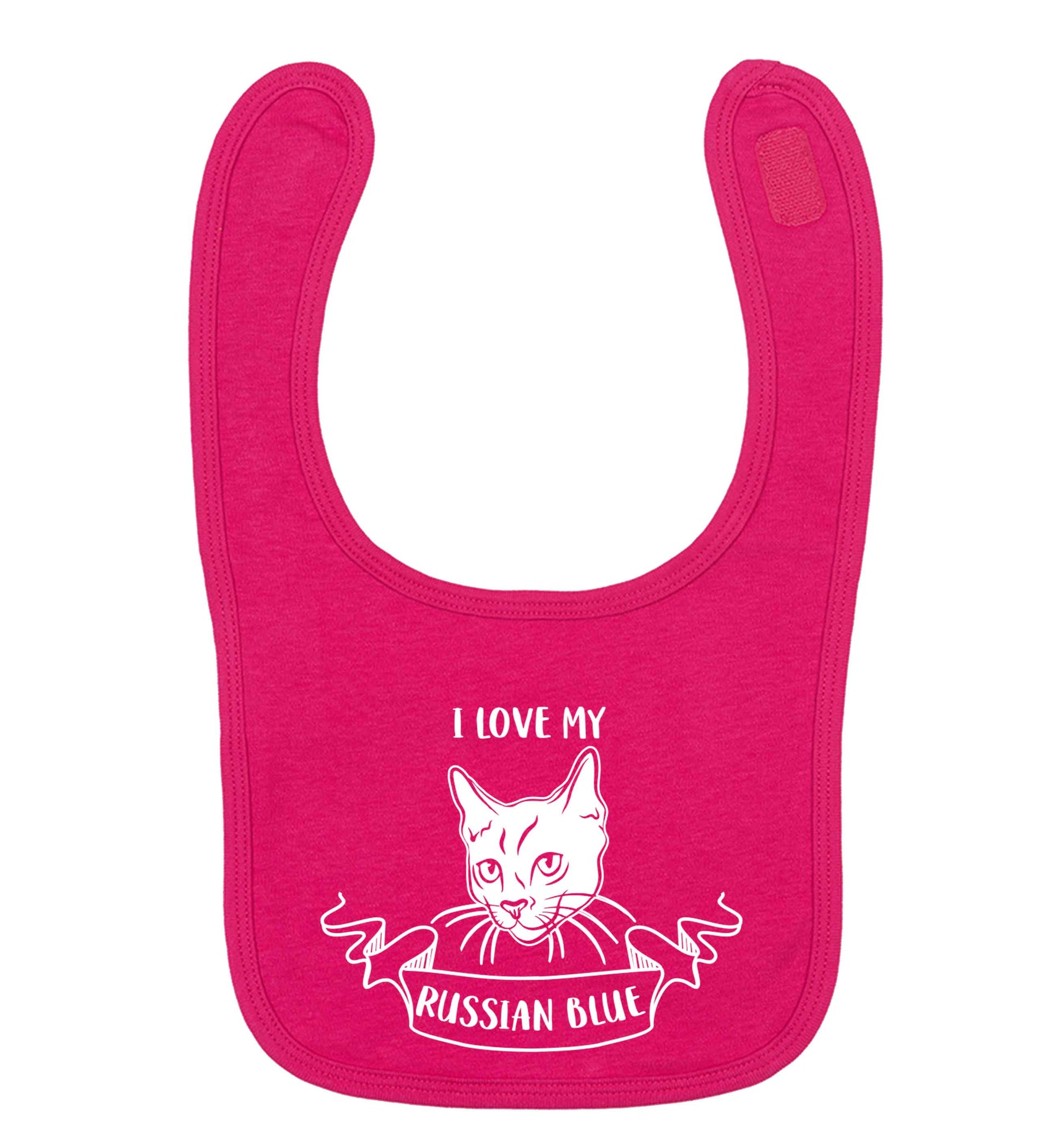 I love my russian blue dark pink baby bib
