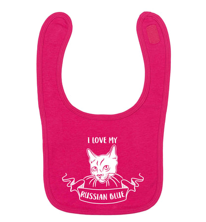 I love my russian blue dark pink baby bib