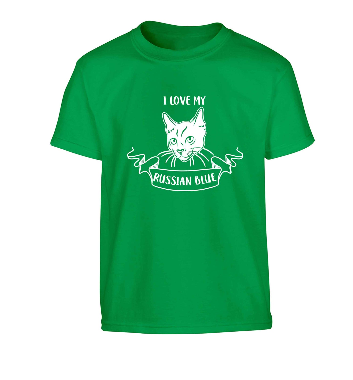 I love my russian blue Children's green Tshirt 12-13 Years