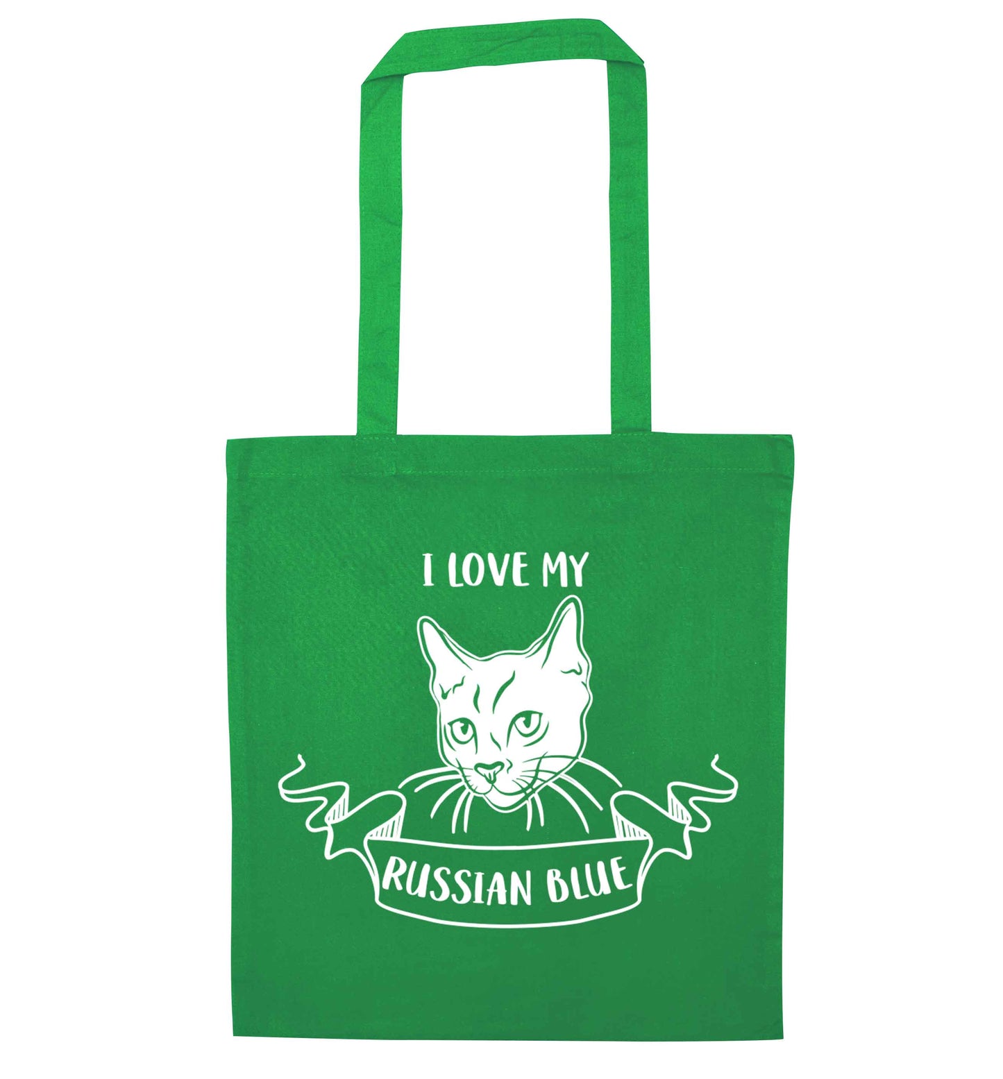 I love my russian blue green tote bag