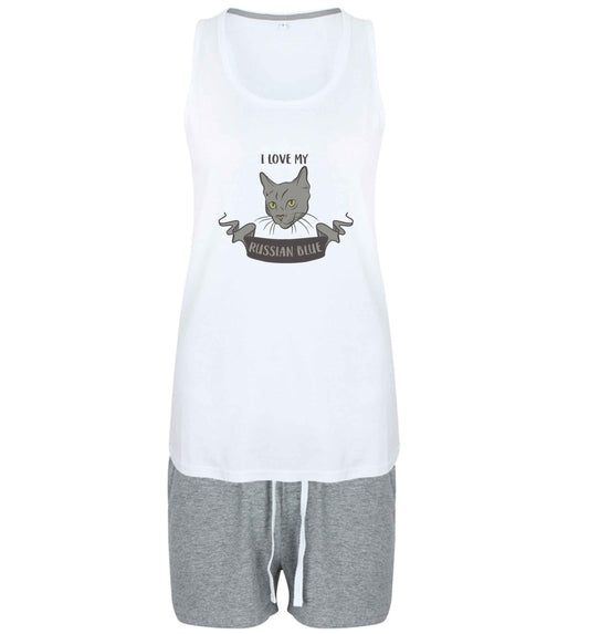 I love my russian blue size XL women's pyjama shorts set in pink 