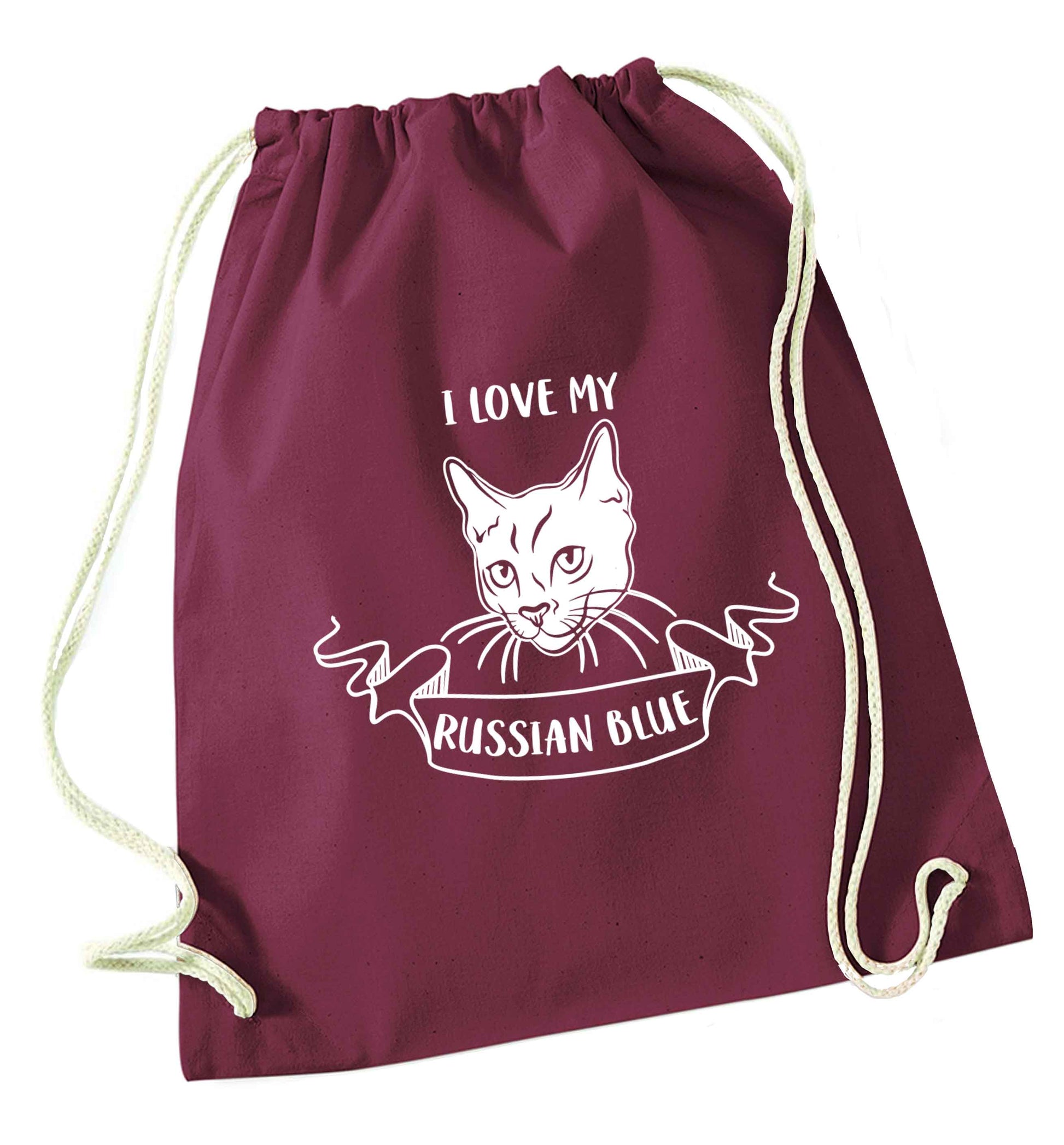 I love my russian blue maroon drawstring bag