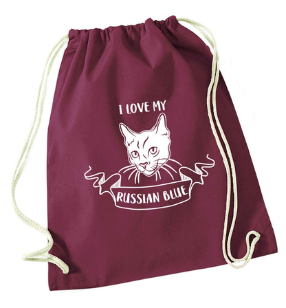I love my russian blue maroon drawstring bag