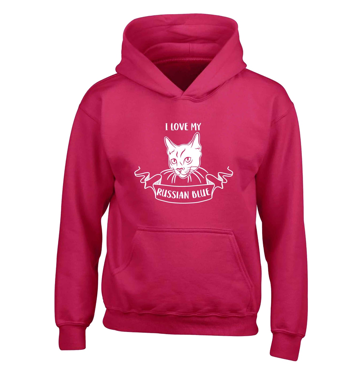 I love my russian blue children's pink hoodie 12-13 Years
