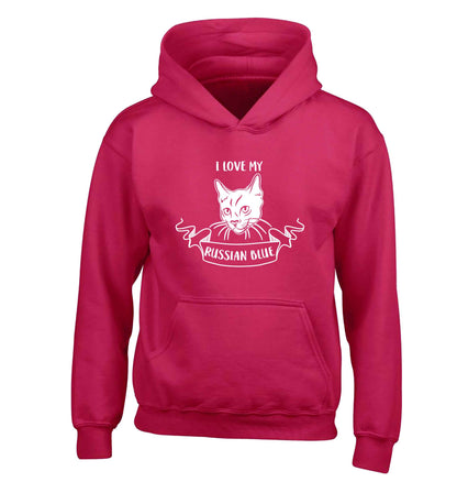 I love my russian blue children's pink hoodie 12-13 Years