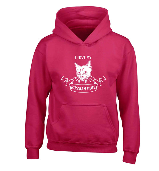 I love my russian blue children's pink hoodie 12-13 Years
