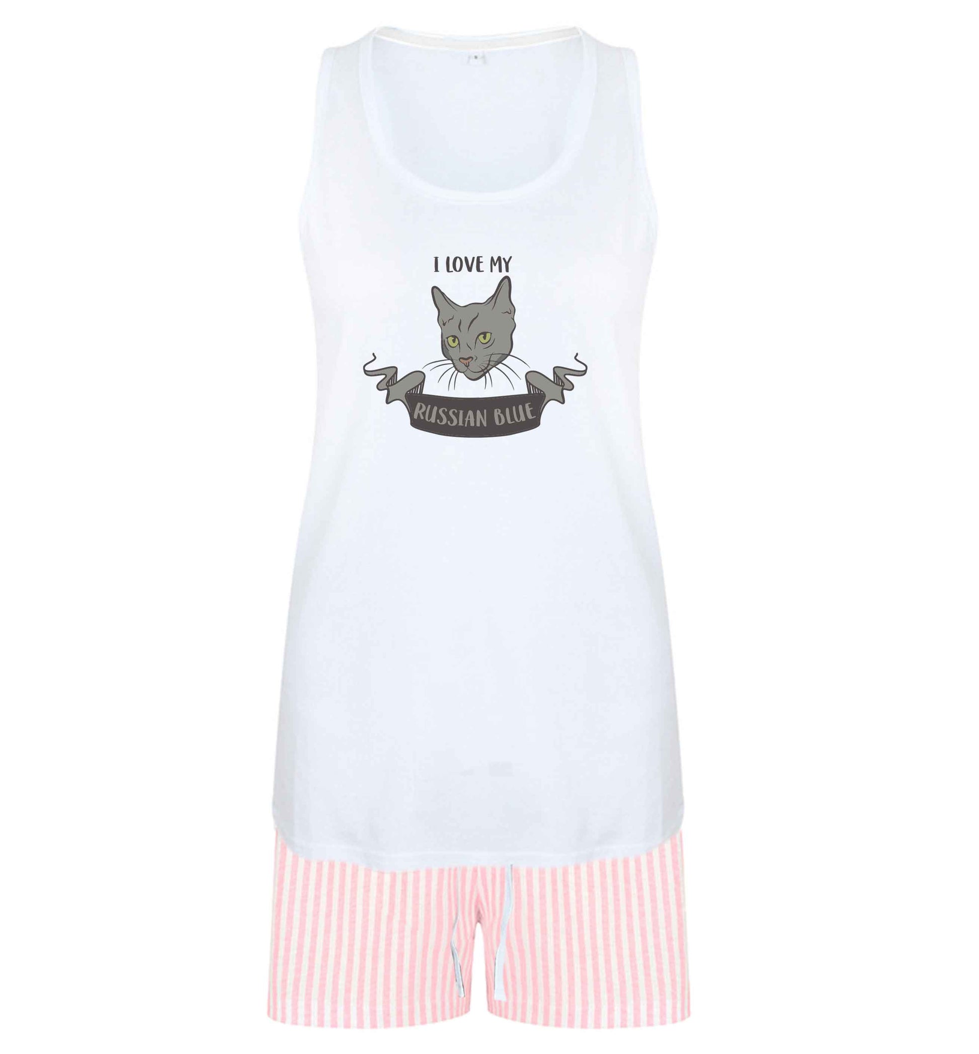 I love my russian blue size XL women's pyjama shorts set in pink 