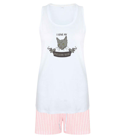 I love my russian blue size XL women's pyjama shorts set in pink 
