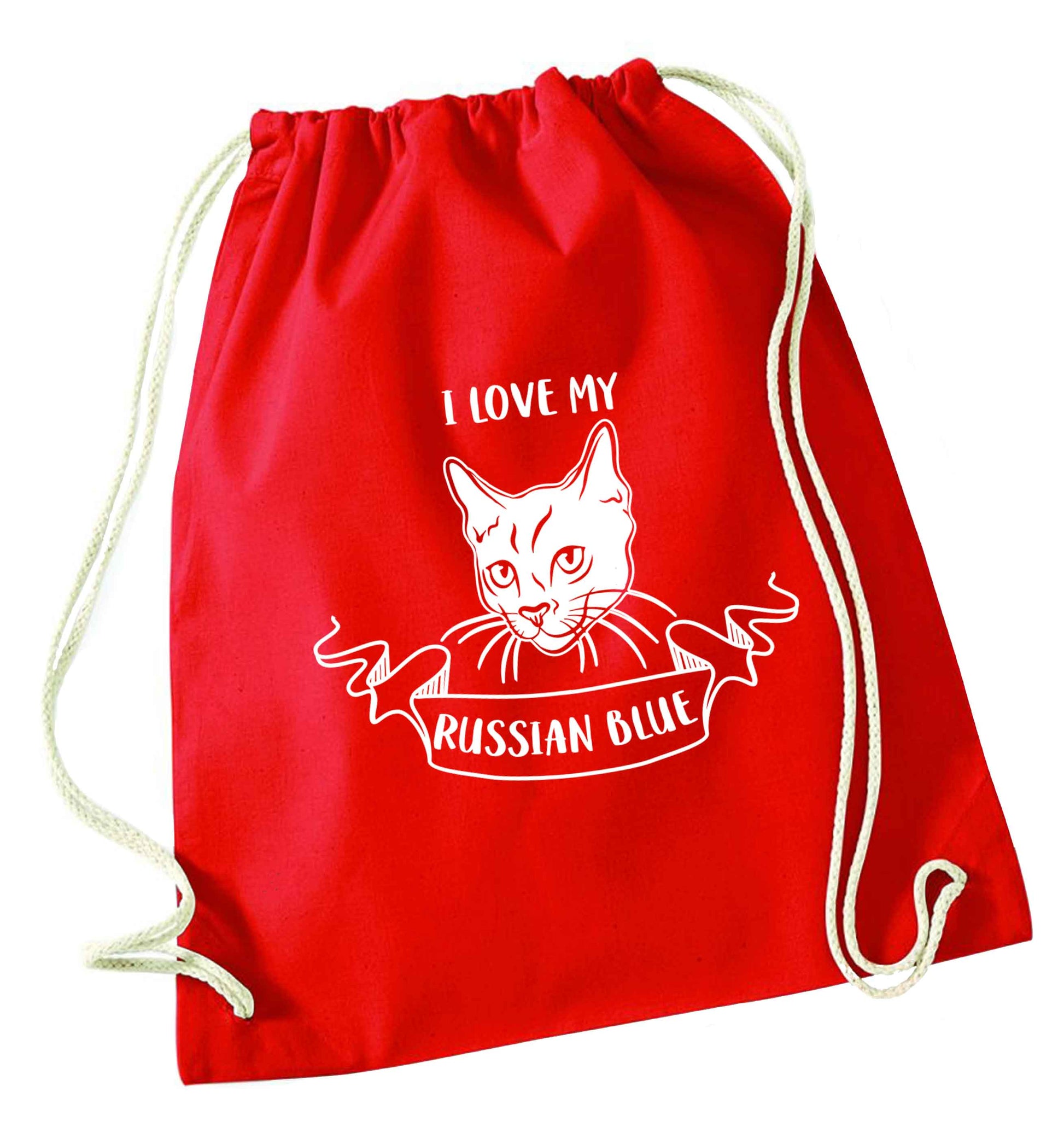 I love my russian blue red drawstring bag 