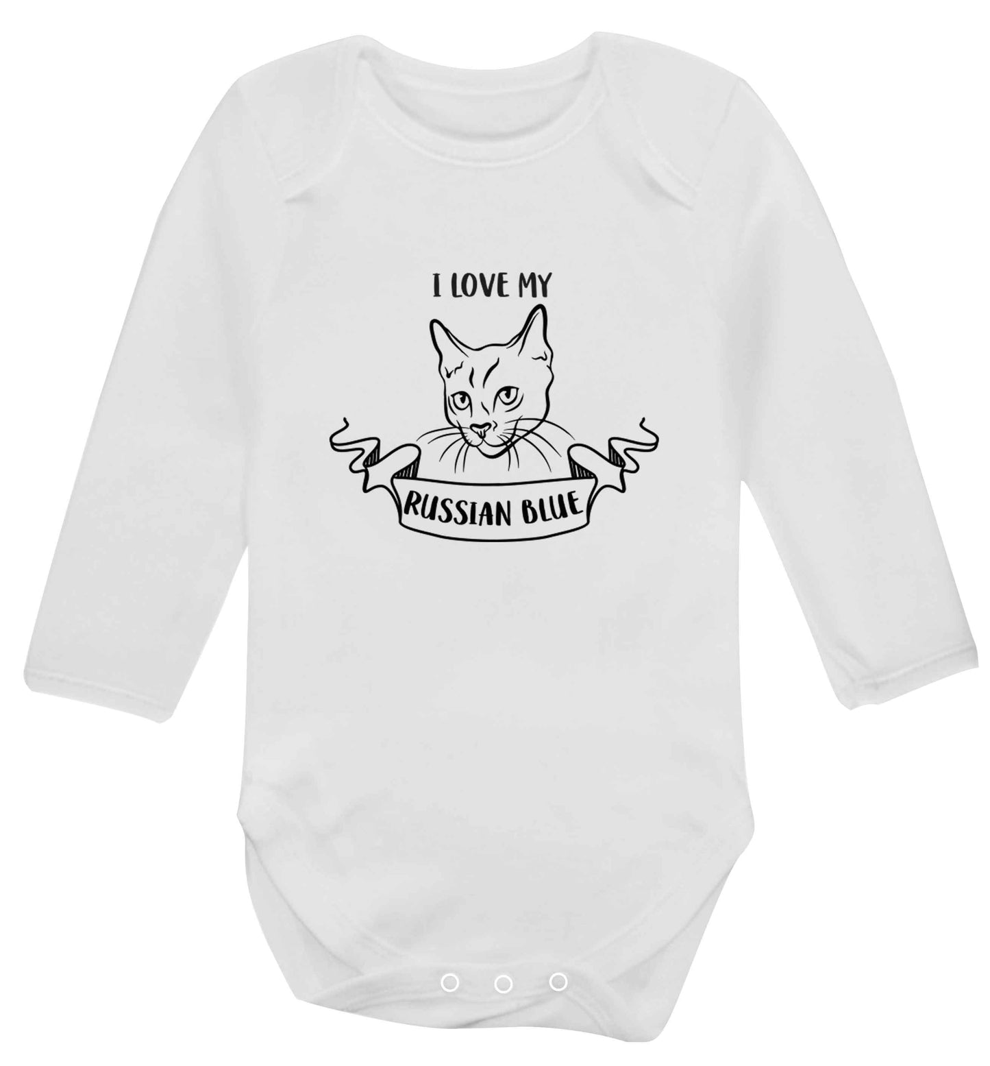 I love my russian blue baby vest long sleeved white 6-12 months