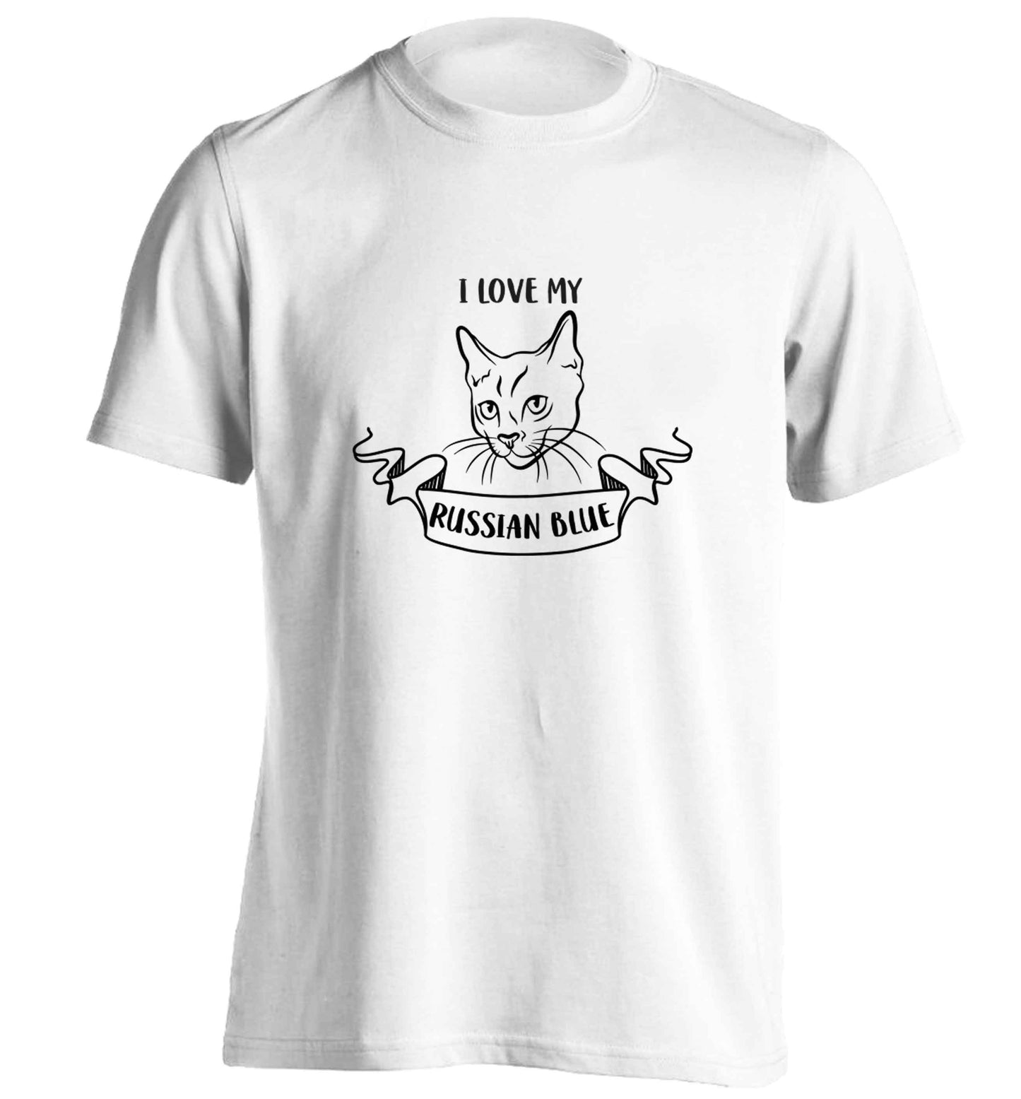 I love my russian blue adults unisex white Tshirt 2XL