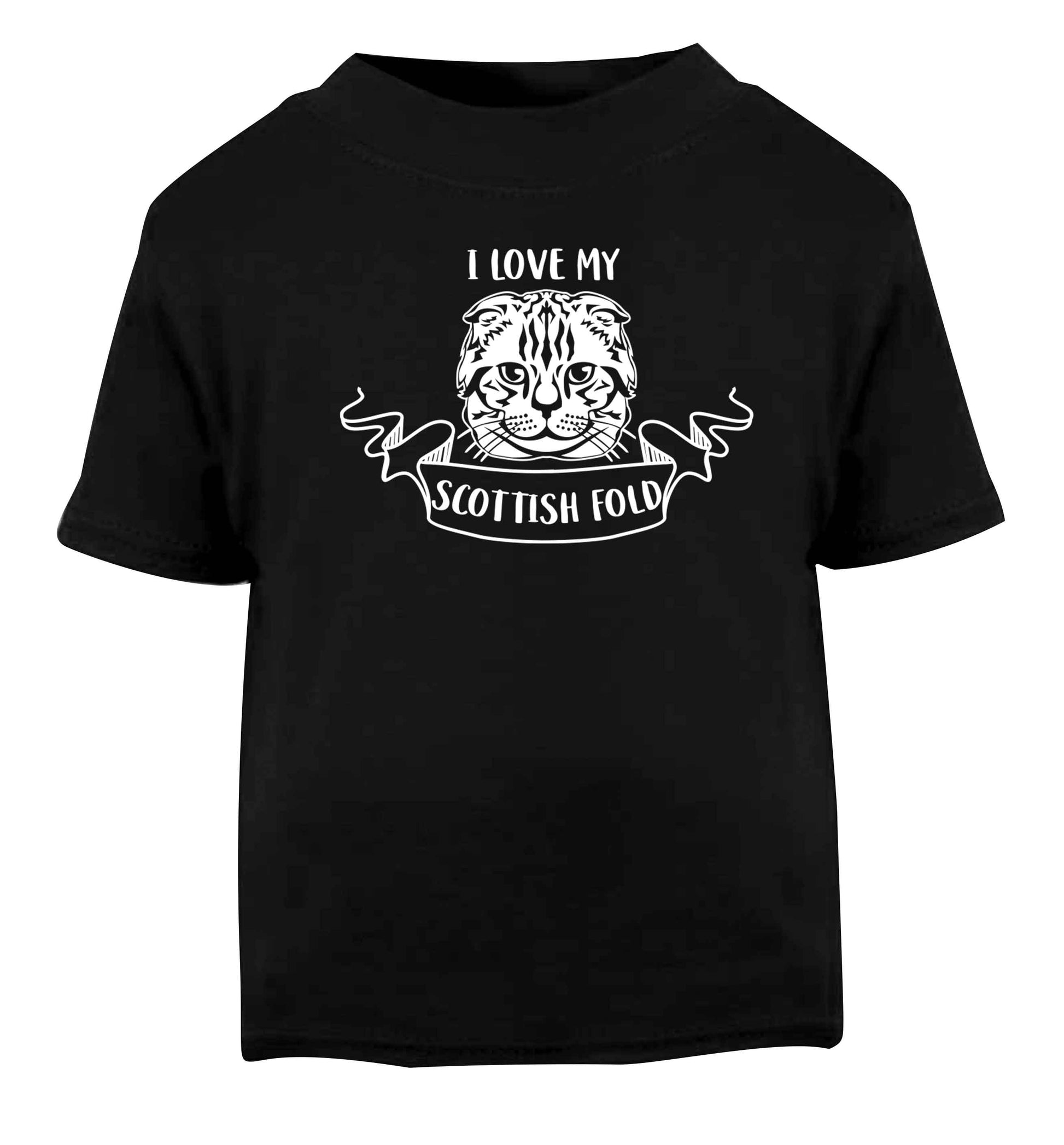 I love my scottish fold cat Black baby toddler Tshirt 2 years