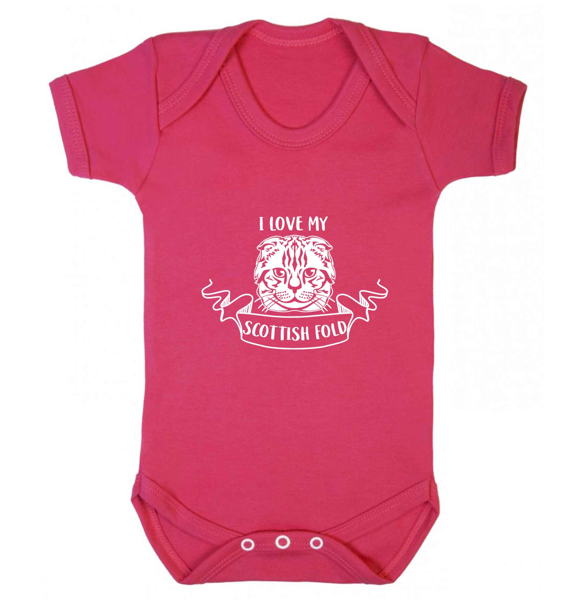 I love my scottish fold cat baby vest dark pink 18-24 months