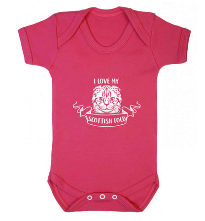 I love my scottish fold cat baby vest dark pink 18-24 months