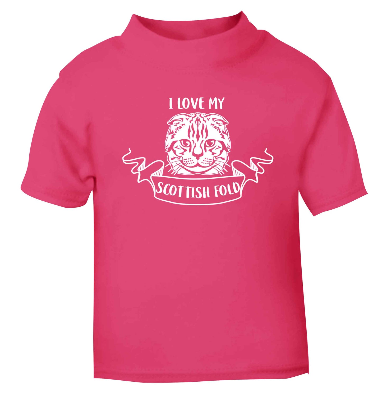 I love my scottish fold cat pink baby toddler Tshirt 2 Years