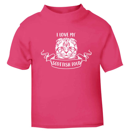 I love my scottish fold cat pink baby toddler Tshirt 2 Years