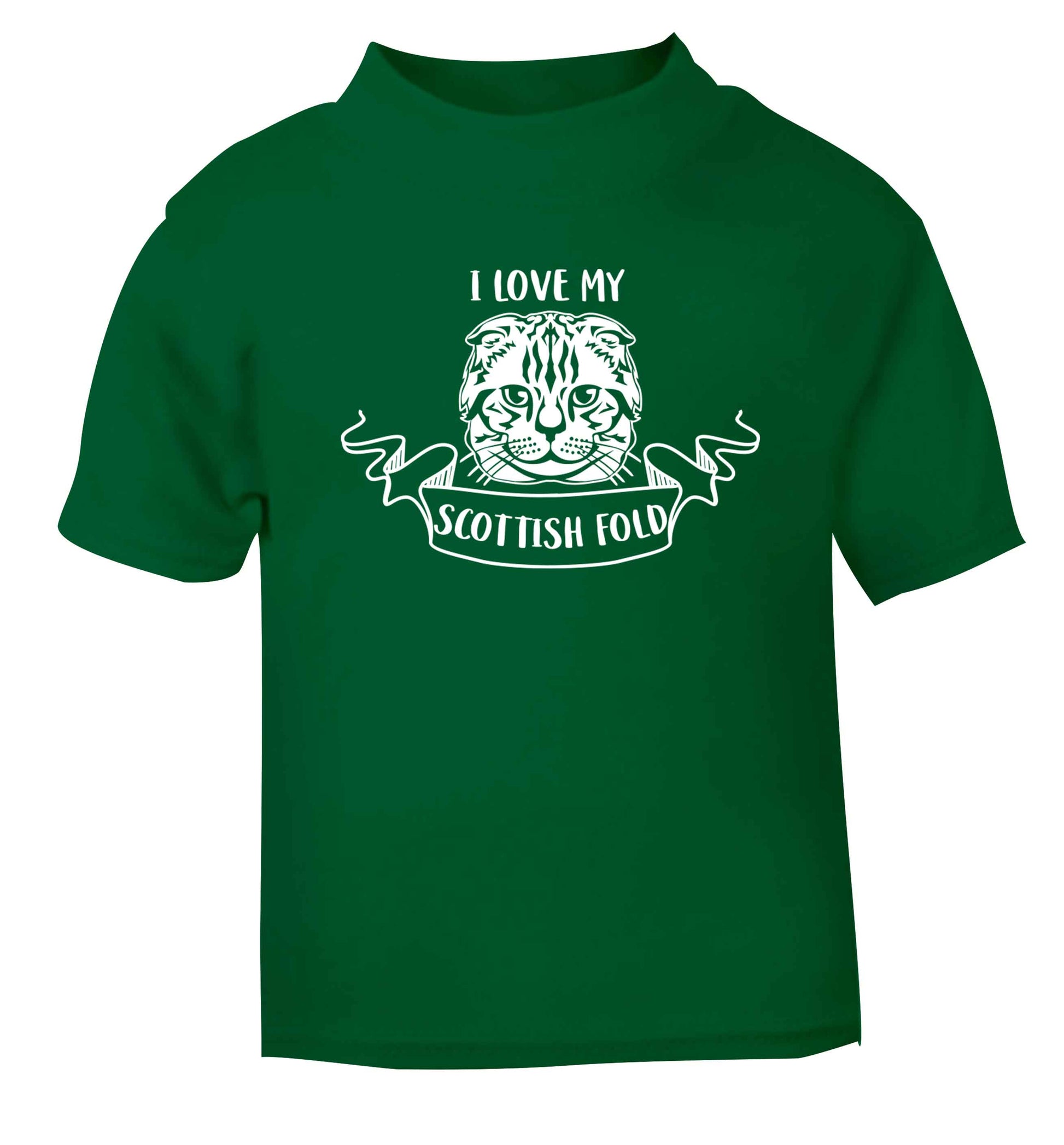 I love my scottish fold cat green baby toddler Tshirt 2 Years